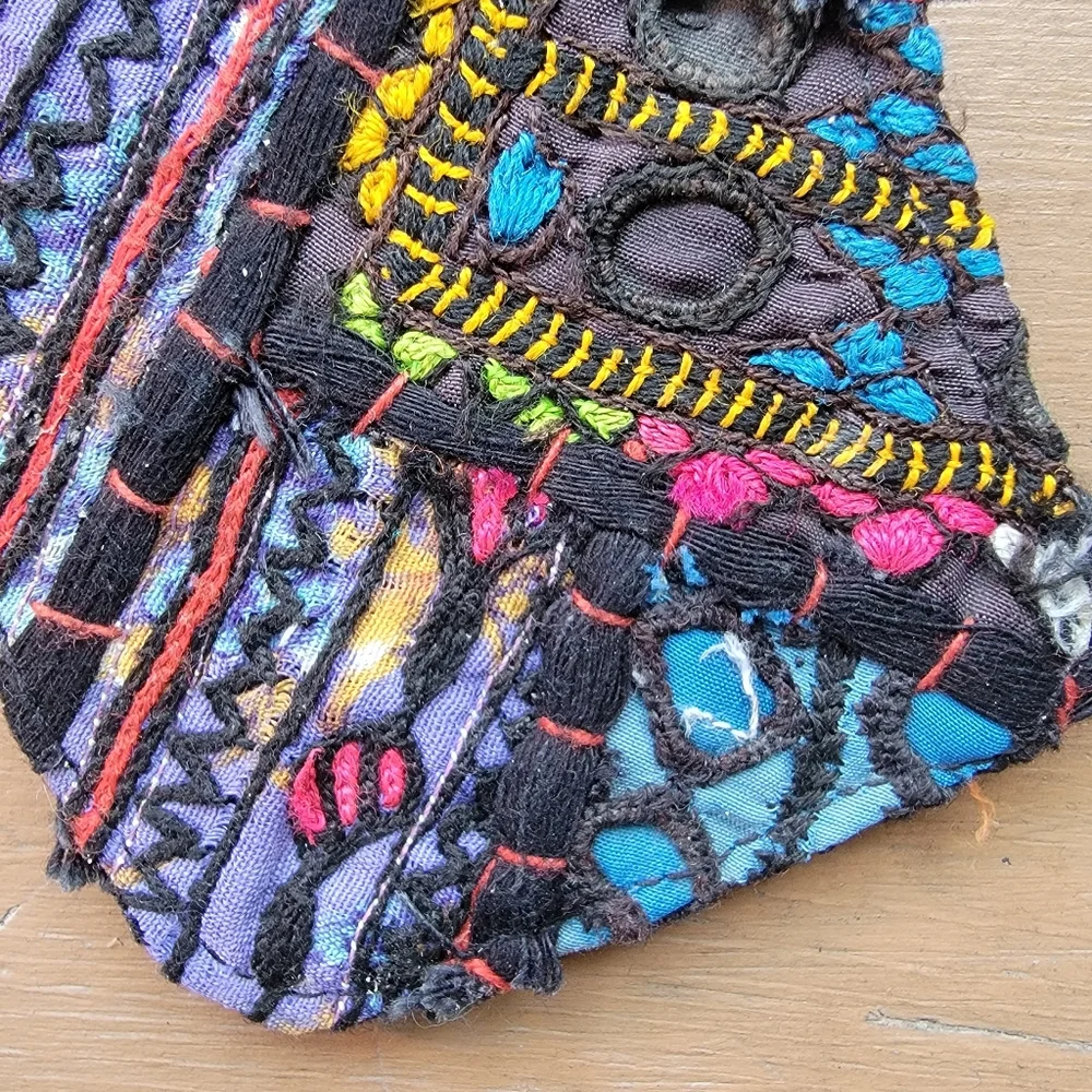 🍄🪬 Free People Boho Embroidered Repurposed vtg banjara hippie Wallet card case